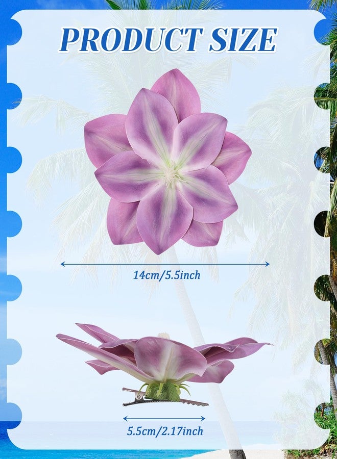 Molans 3Pcs Hawaiian Flower Hair Clips for women - 5.5 Inches Artificial Flower Clips, Plumeria Hibiscus Hair Clips Floral Hair Barrettes for Vacation Beach Party - Image 2
